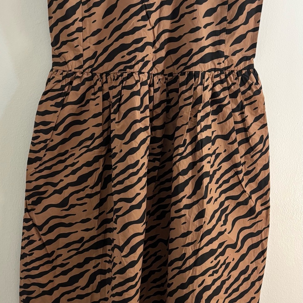 Everlane Brown and Black Tiger-Stripe Midi Dress Made in Vietnam